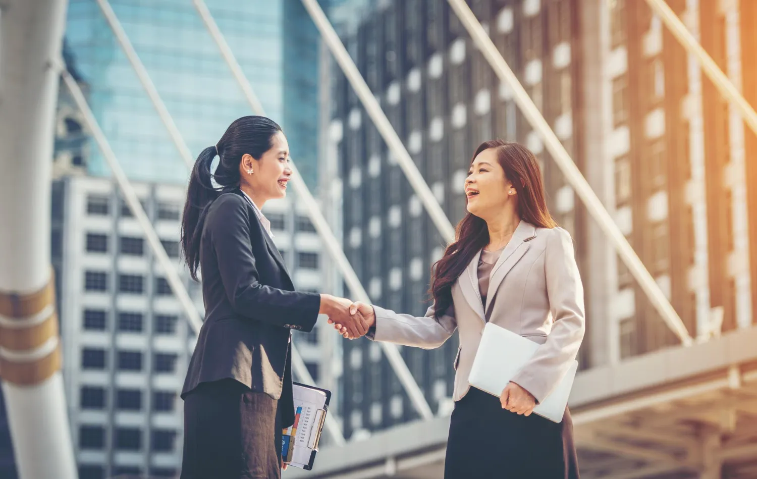 Two business professionals shaking hands